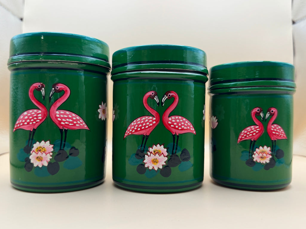 Boite à thé green flamingo